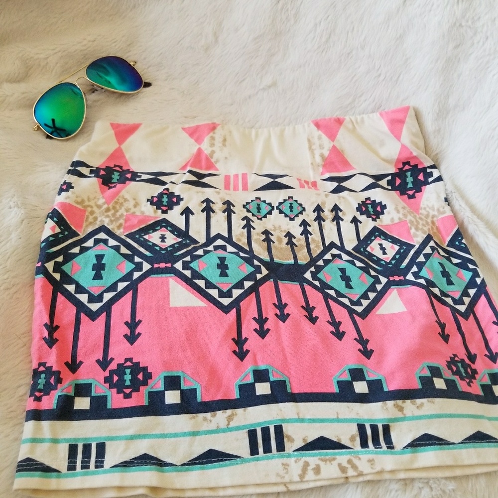 Aztec Tribal mini skirt Small Medium