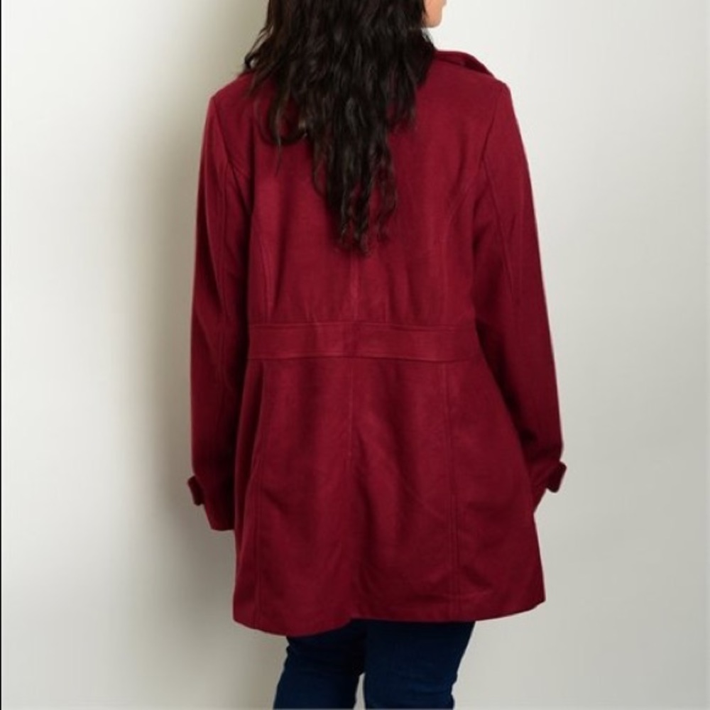 Classic Burgundy Red Pea Coat M, L, XL - Picture 4 of 4