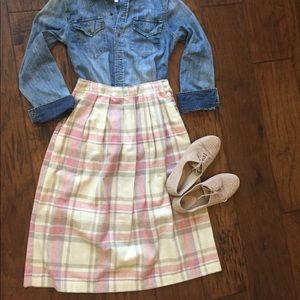 80s Plaid Pleated Midi Skirt, size 8