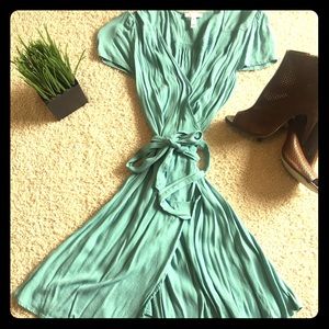 Teal greenish blue rayon wrap dress