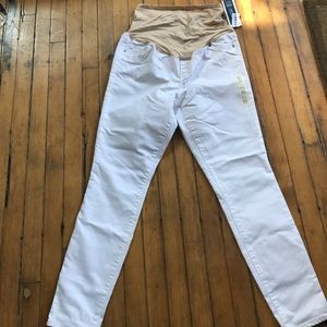 NWT Old Navy Maternity Full Panel White Jeans 12/R
