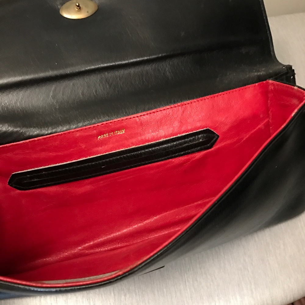 Vintage Made in Italy Black Leather Clutch