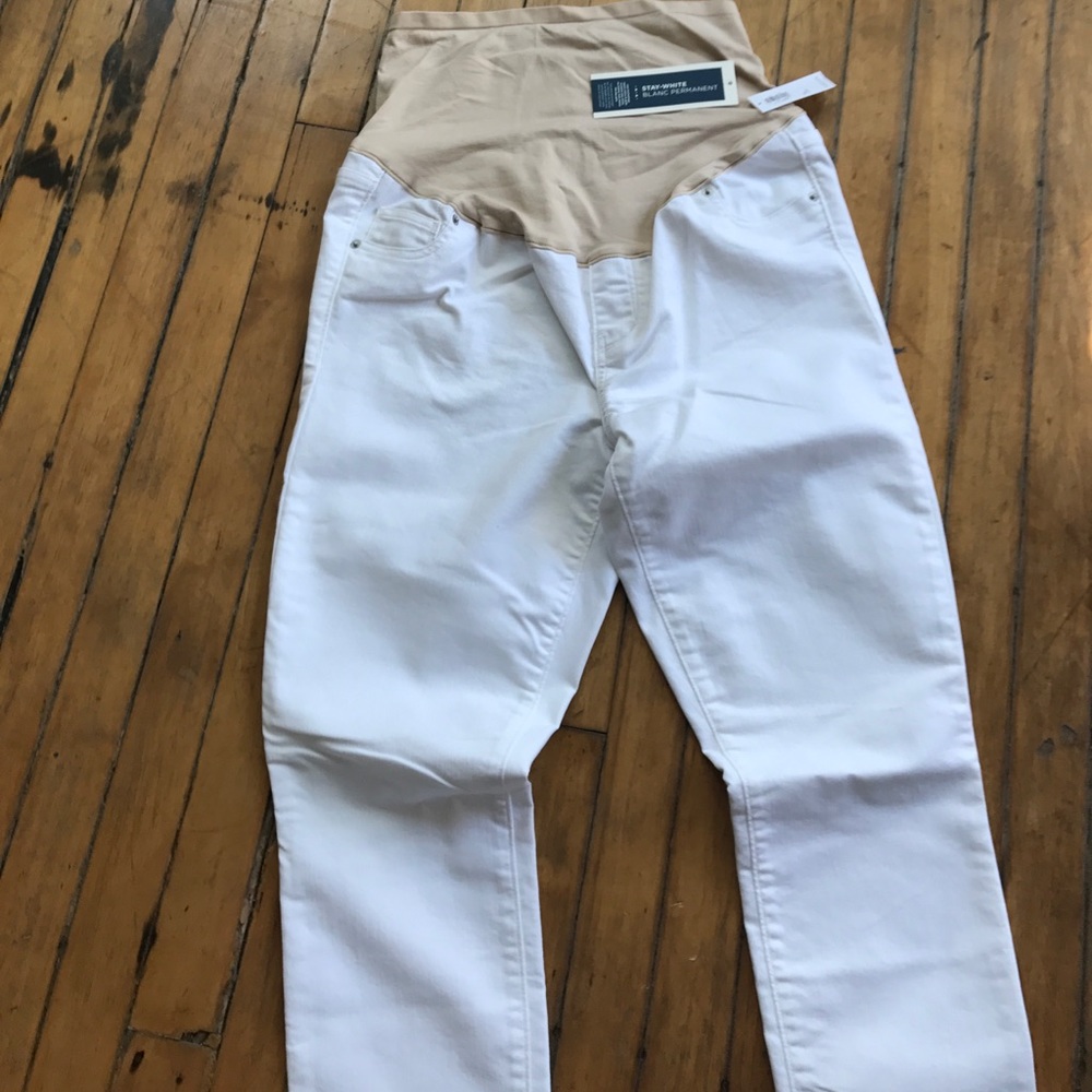 NWT Old Navy Maternity Full Panel White Jeans 12/L
