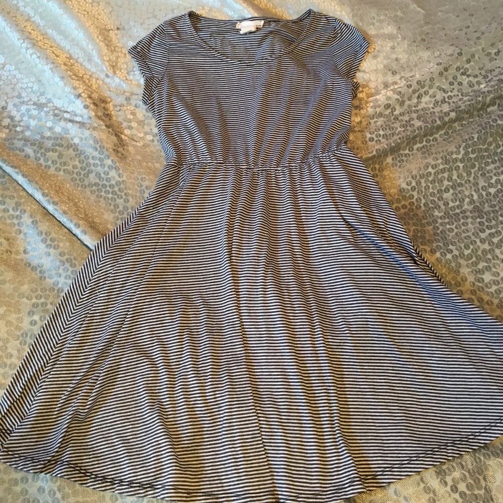 Grey and white striped dress