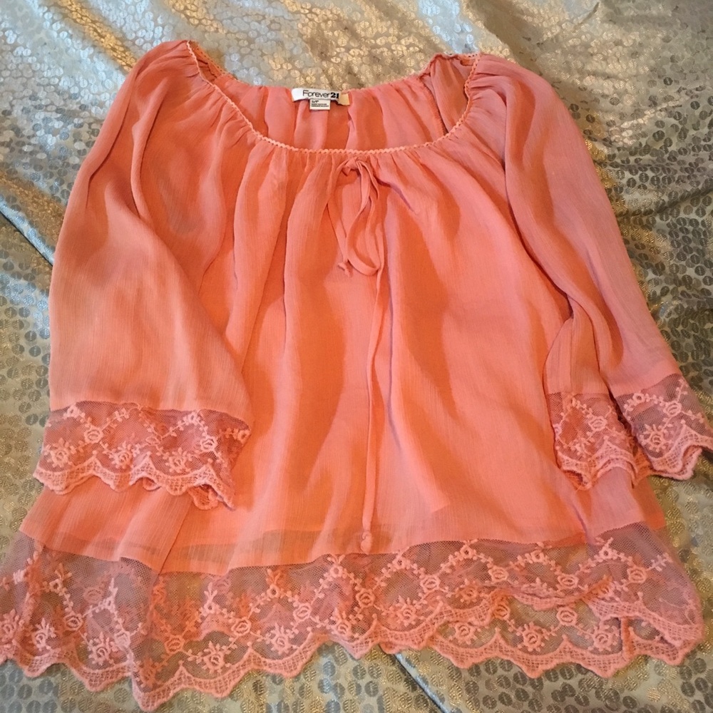 Peach lace blouse