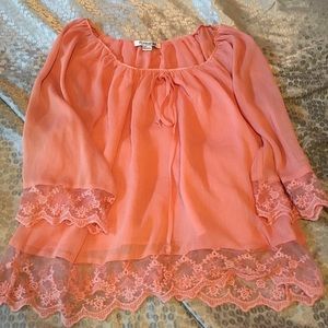 Peach lace blouse