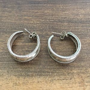 Etched sterling silver hoop earrings