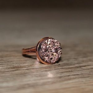Rose Gold Druzy Adjustable Ring