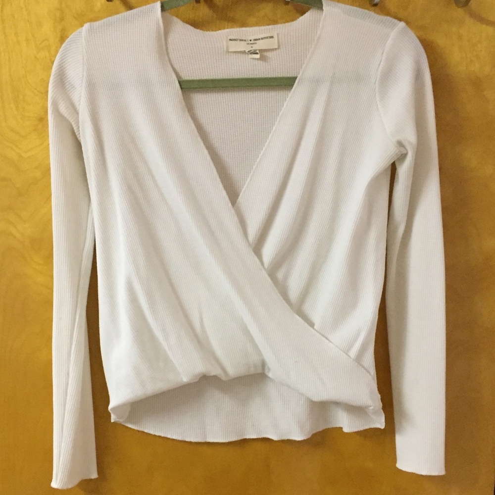 White thermal drew surplice top