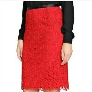 Mango red lace skirt