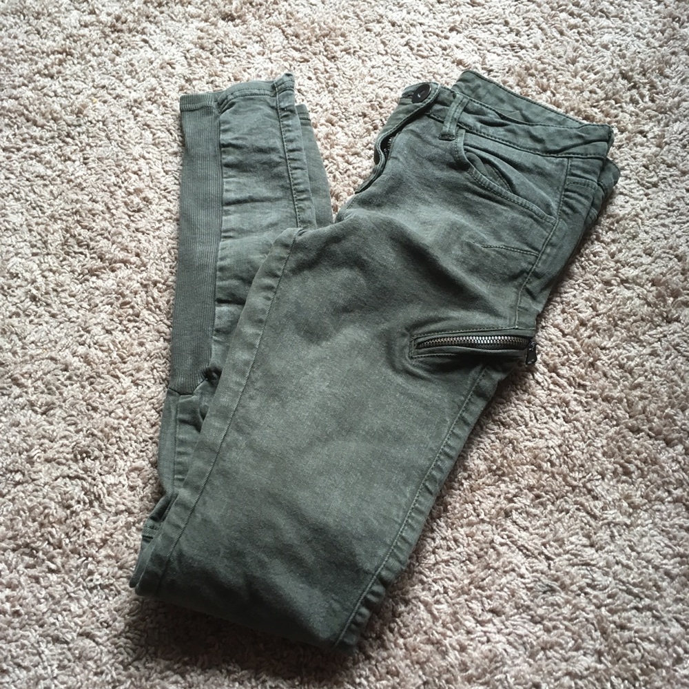 Top shop army green skinny jeans