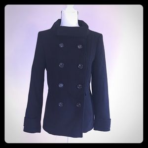 H&M Black High Neck Peacoat Size 8