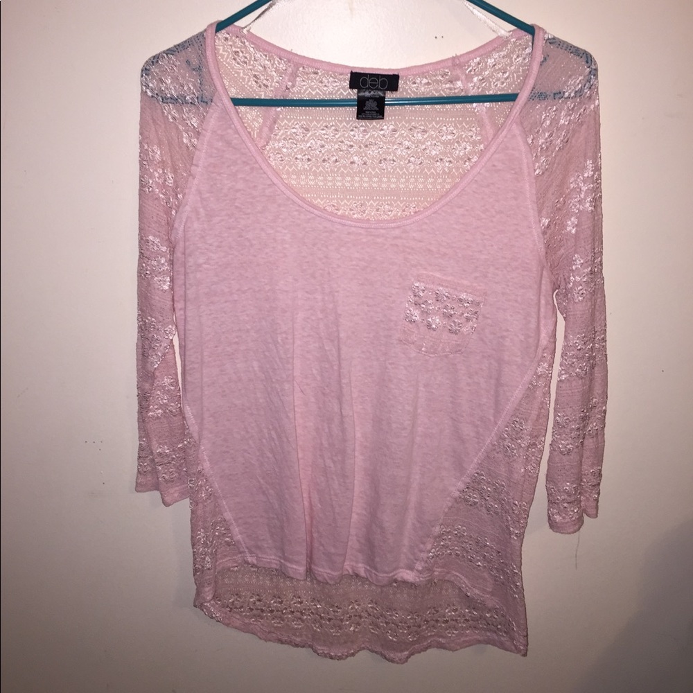 Pink quarter sleeved Deb shirt- medium