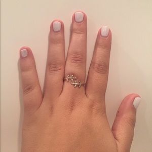 Gold adjustable leave ring