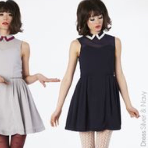 navy blue collared dress