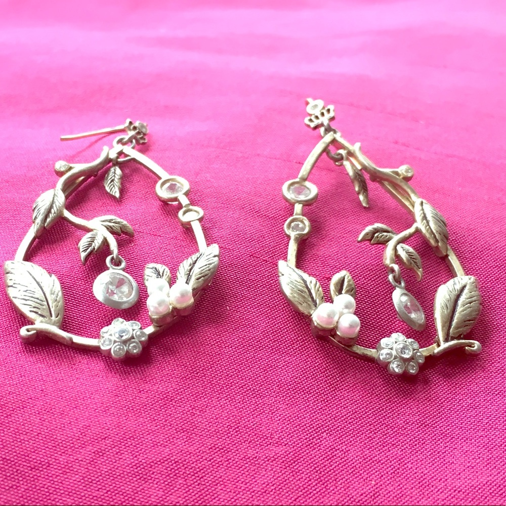 Gorgeous Silver, Pearl, and Crystal Earrings