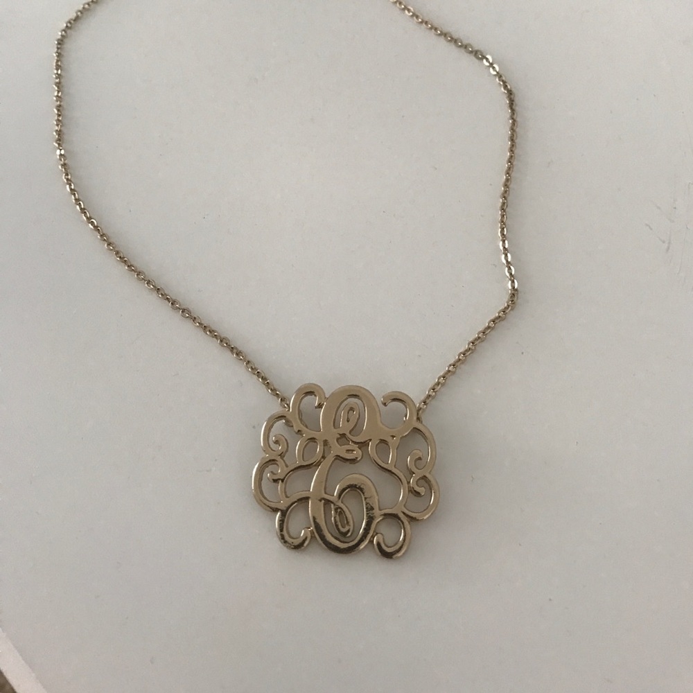 E initial monogram necklace - Picture 2 of 4