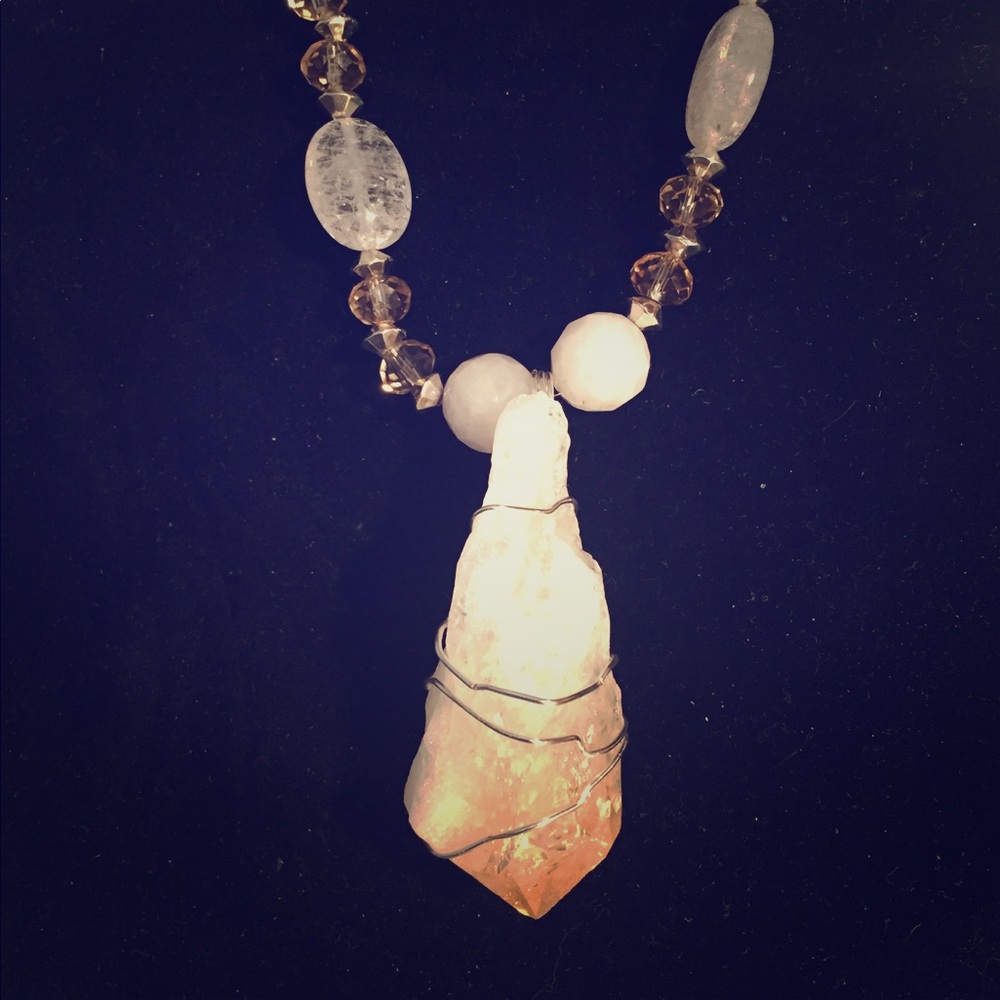 Handmade wrapped quartz necklace and earrings!