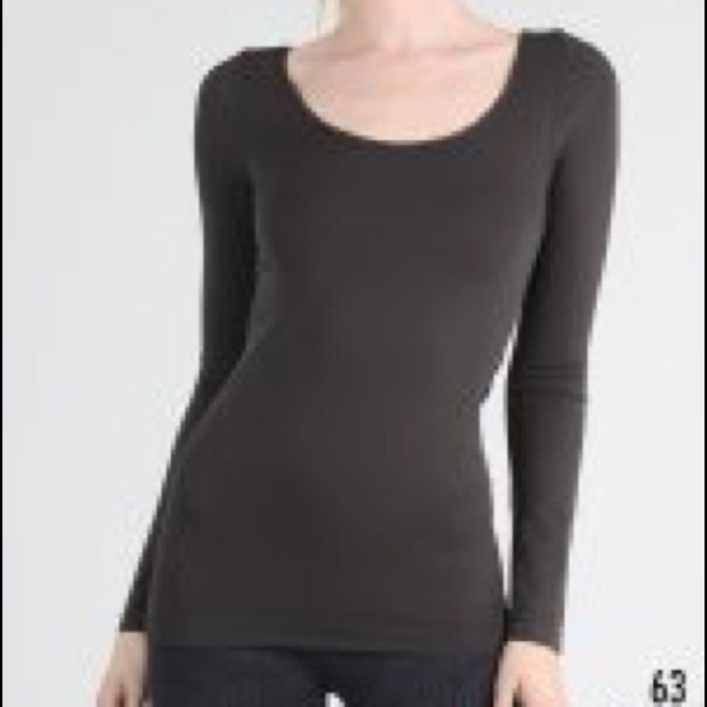 SOLD-CHARCOAL-Seamless Wear Long Sleeve Scoop Neck