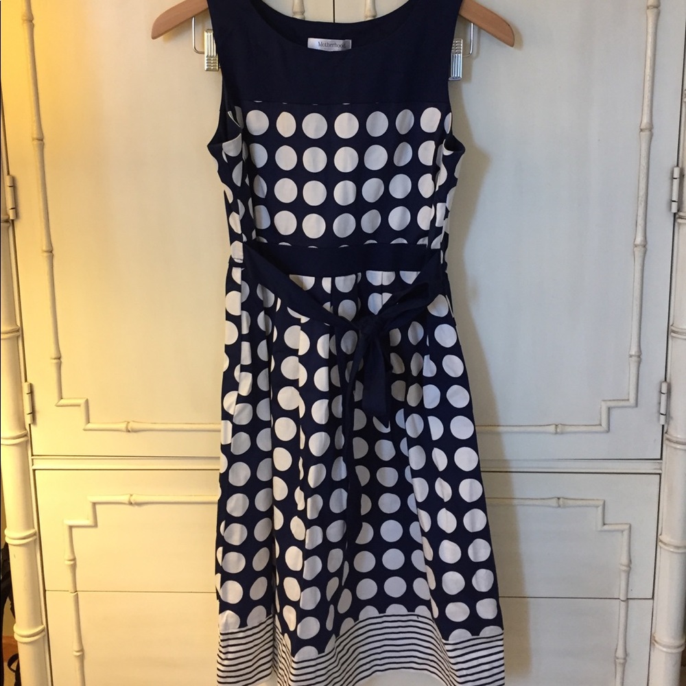 Motherhood Maternity Dress, Small, Navy & White