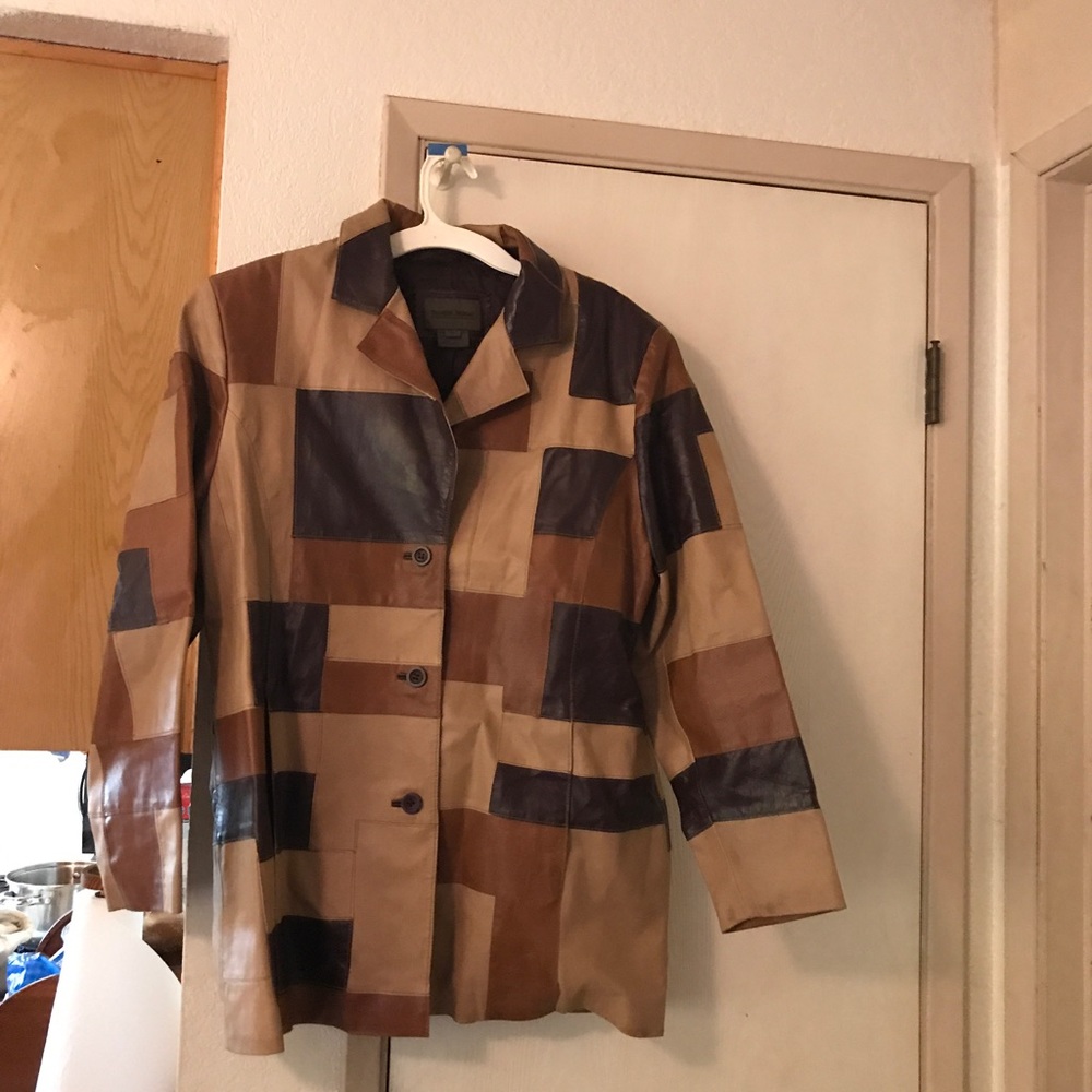Multi-colored leather jacket