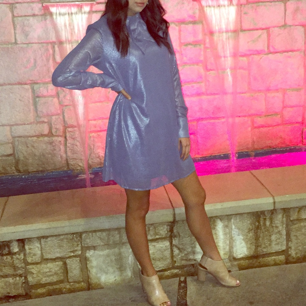 Blue Metallic Shift Dress