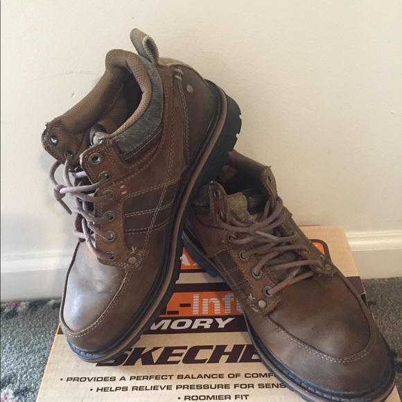 mens skechers boots with memory foam