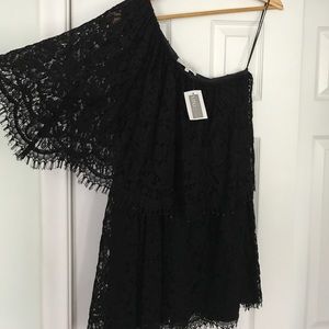 Alexis One Shoulder Black Lace Dress- small