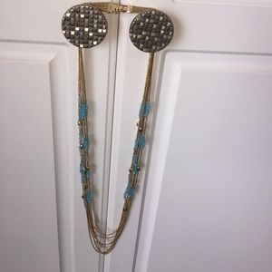Long necklace blue and gold