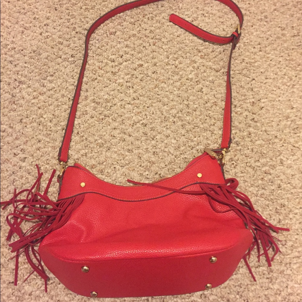 red fringe purse