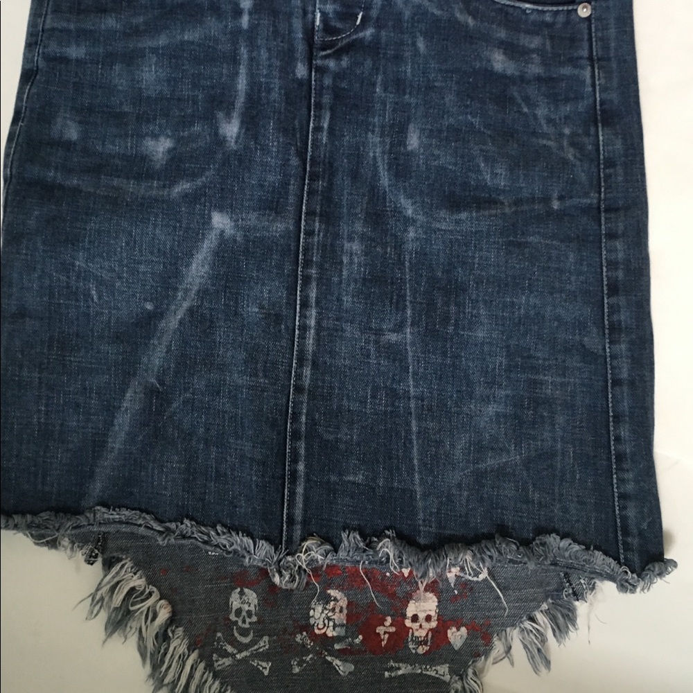 Buddhist Punk  Rare indie Denim Crossbone skirt