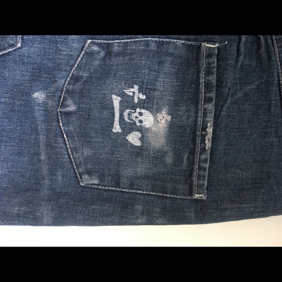 Buddhist Punk  Rare indie Denim Crossbone skirt - Picture 3 of 8