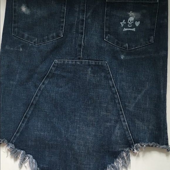 Buddhist Punk  Rare indie Denim Crossbone skirt - Picture 4 of 8