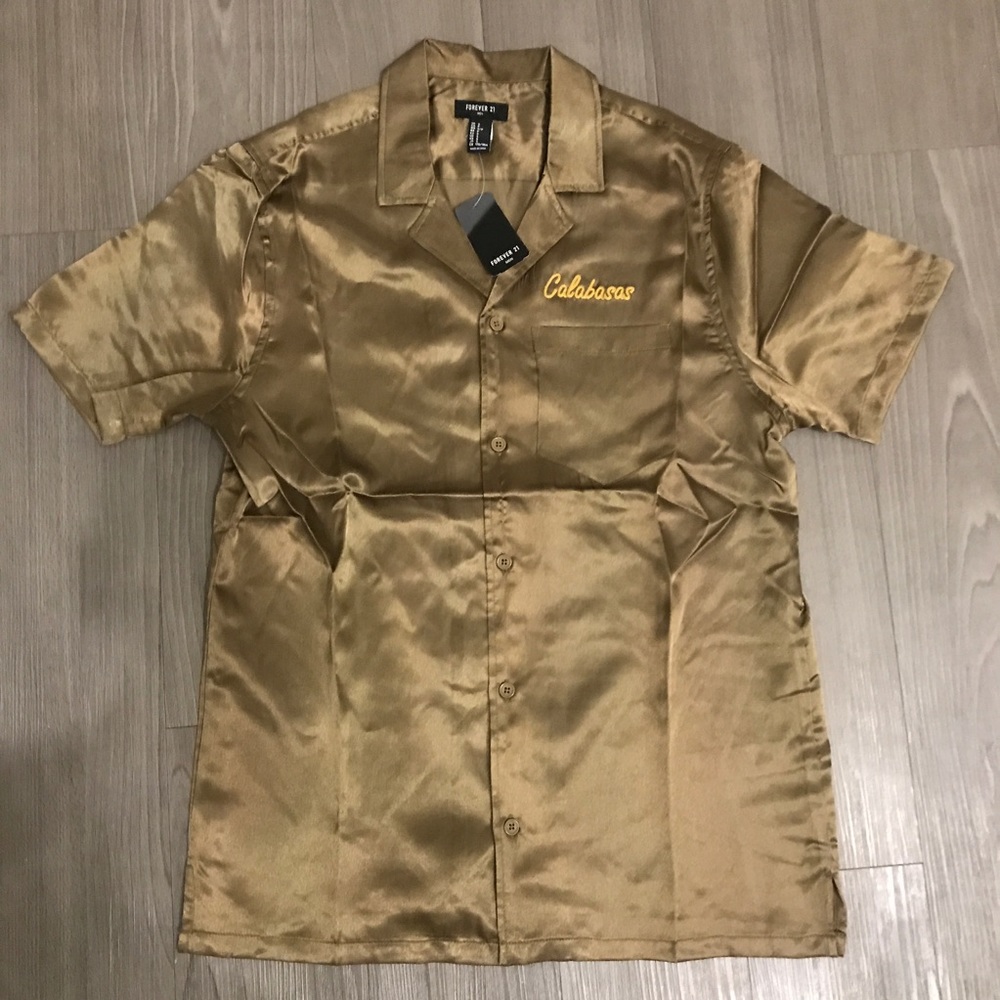 Forever 21 Men Calabasas Satin Shirt - S