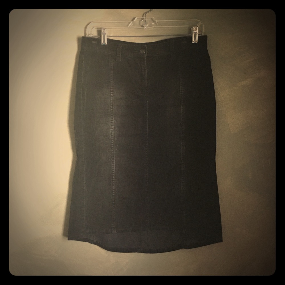 fcuk black corduroy midi length skirt size 6