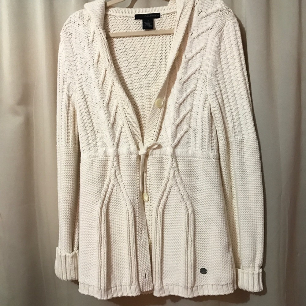 Calvin Kline Button up Sweater w/ Hood