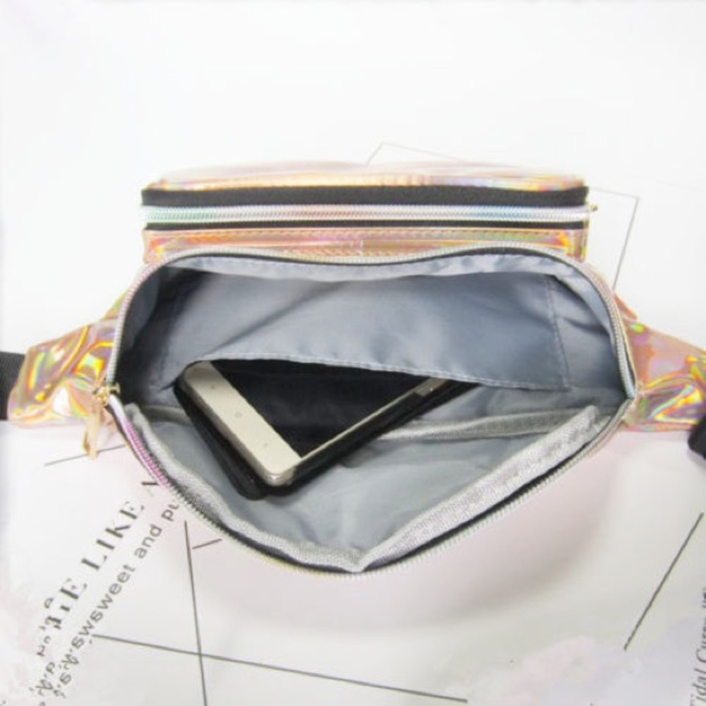 Fanny Pack Polyurethane Mini Bag w Rainbow Shine - Picture 6 of 6