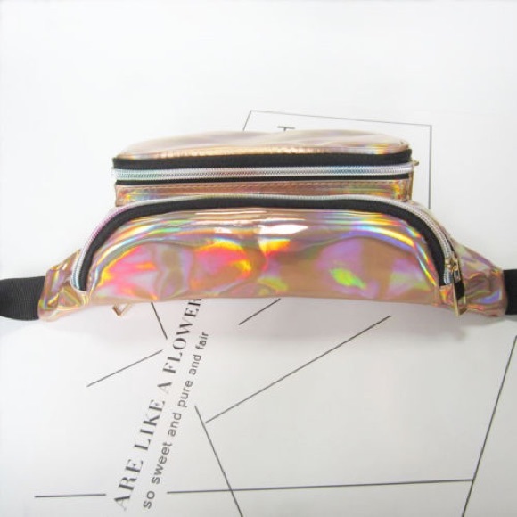 Fanny Pack Polyurethane Mini Bag w Rainbow Shine - Picture 5 of 6