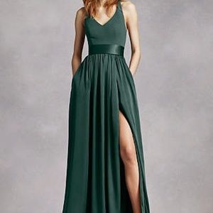 V Neck Halter Gown with Sash - NEVER WORN