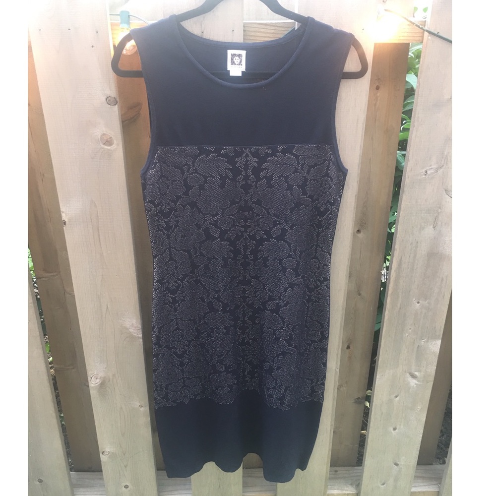 Anne Klein Women's Sleeveless Dress Navy Sz M