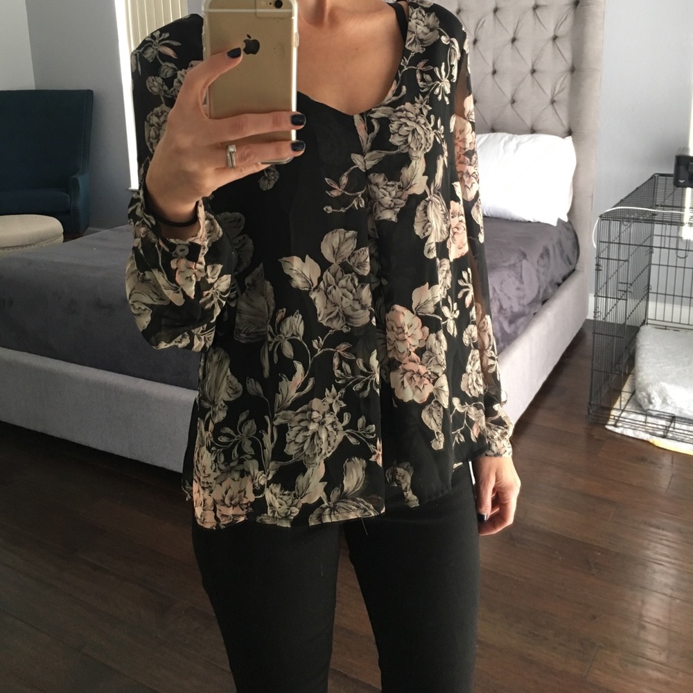 Women's floral chiffon shirt