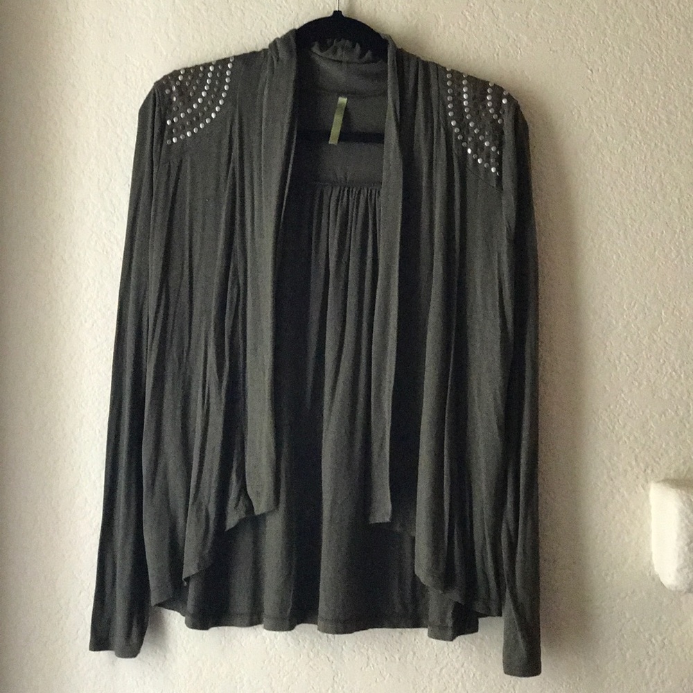 Army green Cardigan with metal detail