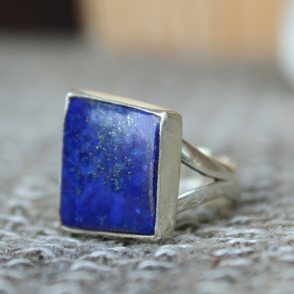 Hand Made Sterling Silver Ring Lapis Stone