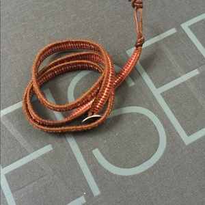 Tan and Red Bead Chan Luu Wrap Bracelet