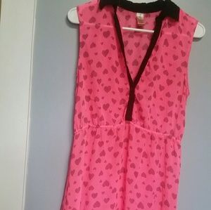 Pink with Black heart Tunic size L