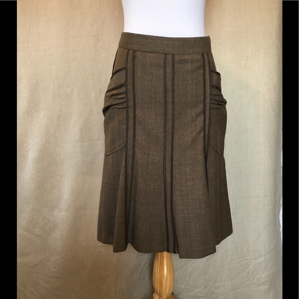 Anthropologie Beth Bowley Dark Brown Plaid Skirt