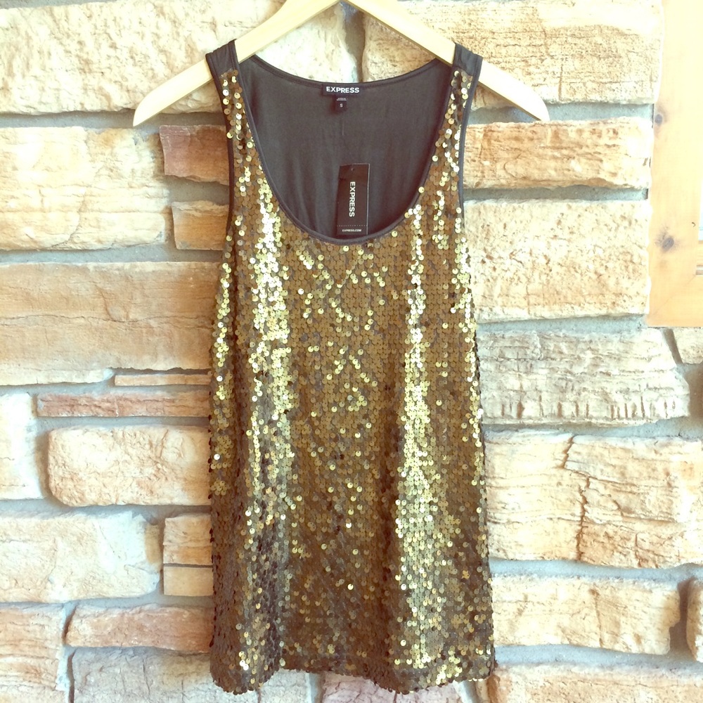 NWT!! EXPRESS Army Green Sequin Top
