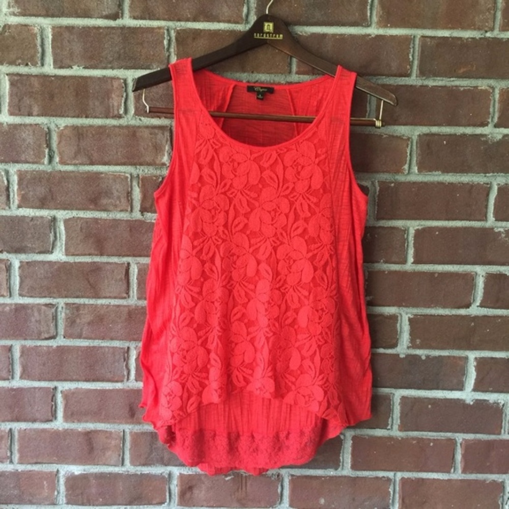 🎈lovely coral lace sleeveless shirt!