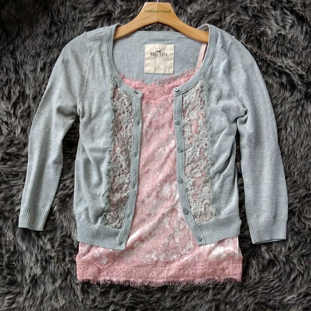 Grey lace Hollister Cardigan
