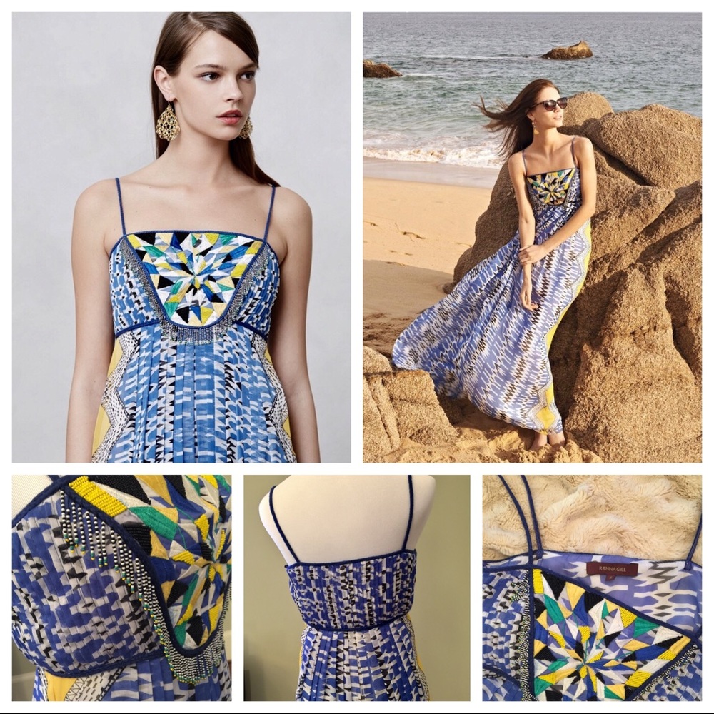 Anthropologie Ranna Gill Sunburst Maxi Dress Small
